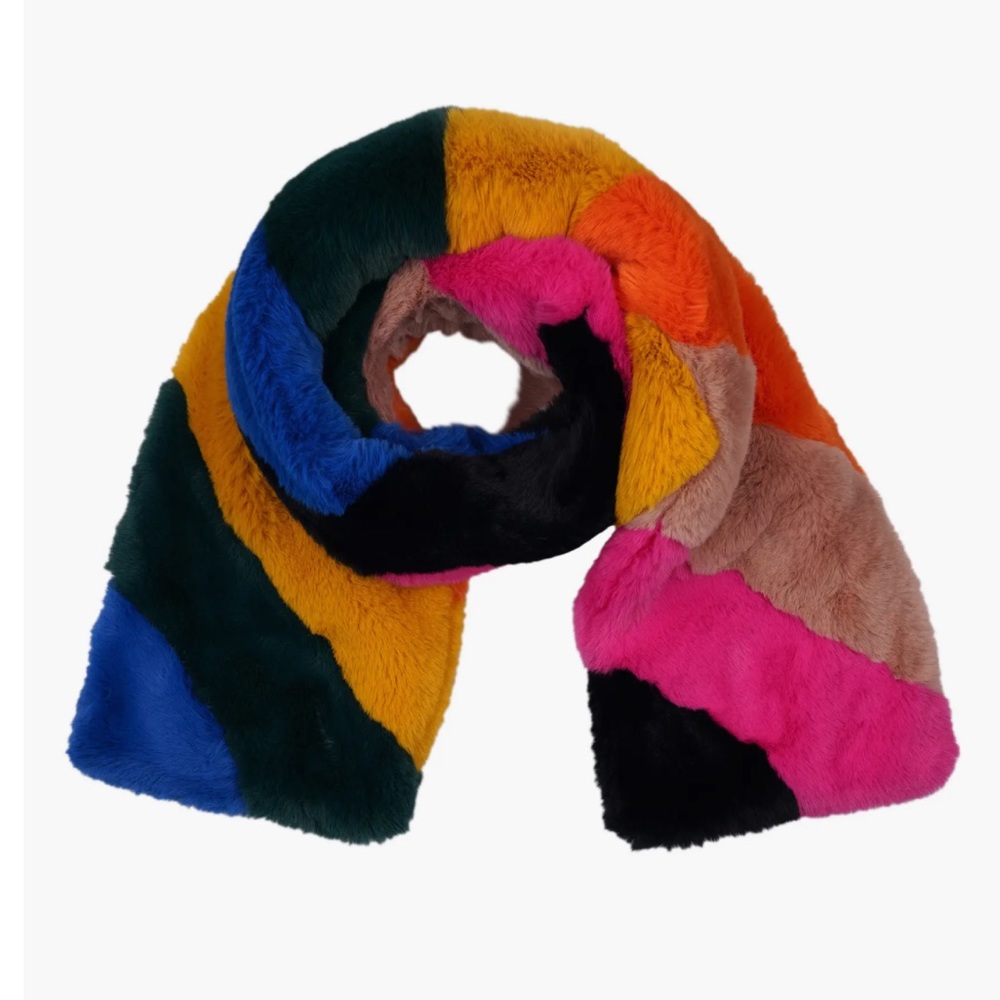 Kurt Geiger London Faux Fur Rainbow Pull Through Scarf